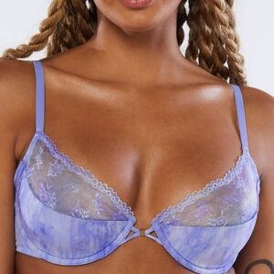 NWT Savage X Fenty Watercolor Tie Dye Lace Half Cup Bra – 32C